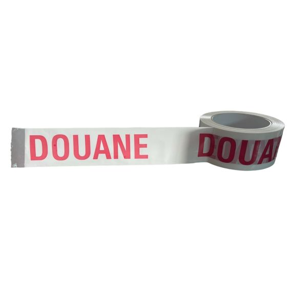Adhésif DOUANE blanc impression rouge - 5 cm x 100 m