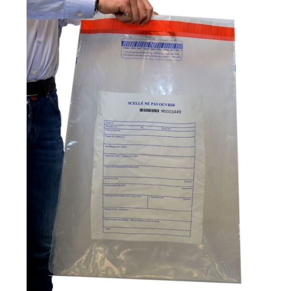 Sachets de scellé sécurisés XXL - neutre - 80µ - 62 x 80 cm - lot de 10