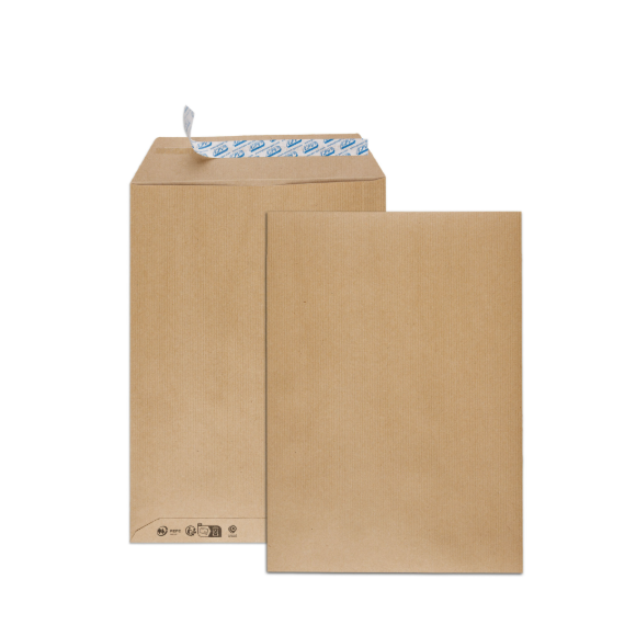 Enveloppe C4 kraft 90g/m² 229 X 324 - Bande adhésive - Sans fenêtre - Lot de 50